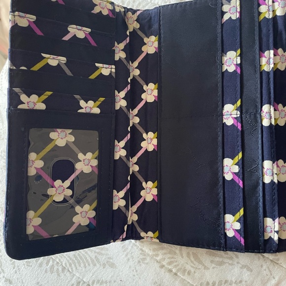 Vera Bradley Floral With Bird Wallet Purple & Blue - Picture 3 of 3